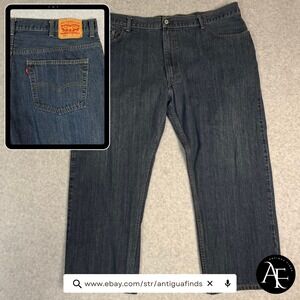 Levi's 559 Relaxed Straight Jeans Mens 42x27 Dark‎ Wash Denim Blue Pants
